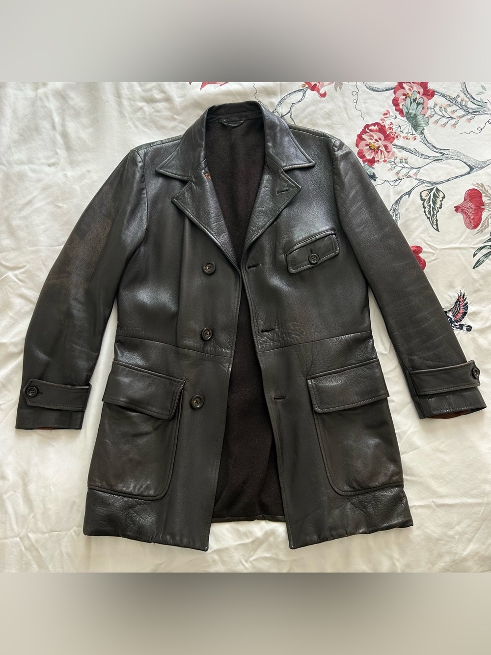 1998 Piero Gazzarrini UOMO men’s dark brown leather collared car coat jacket